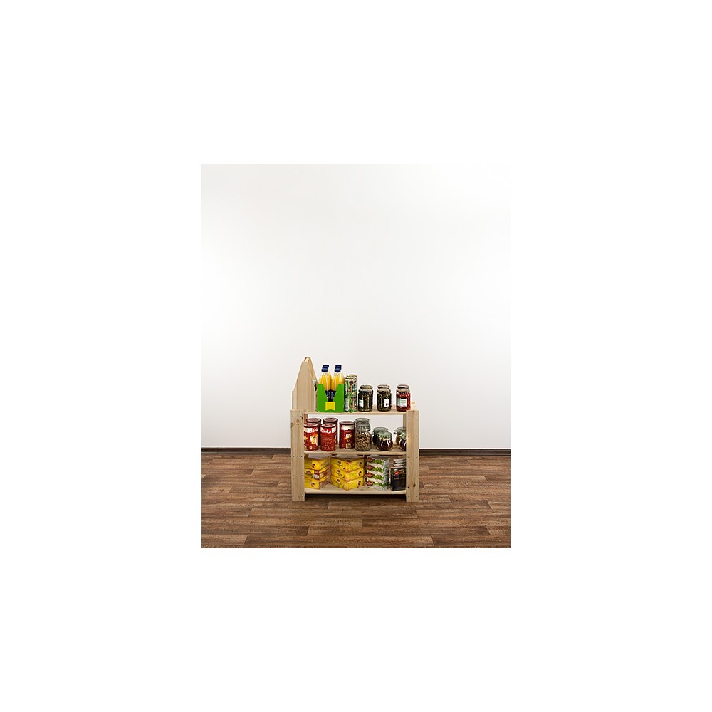 MAXI Surowy Regał Drewniany 64x80x30 cm 3 Półki pełne