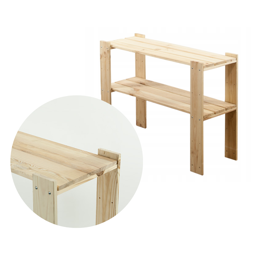 MAXI Surowy Regał Drewniany 64x80x30 cm 2 Półki pełne