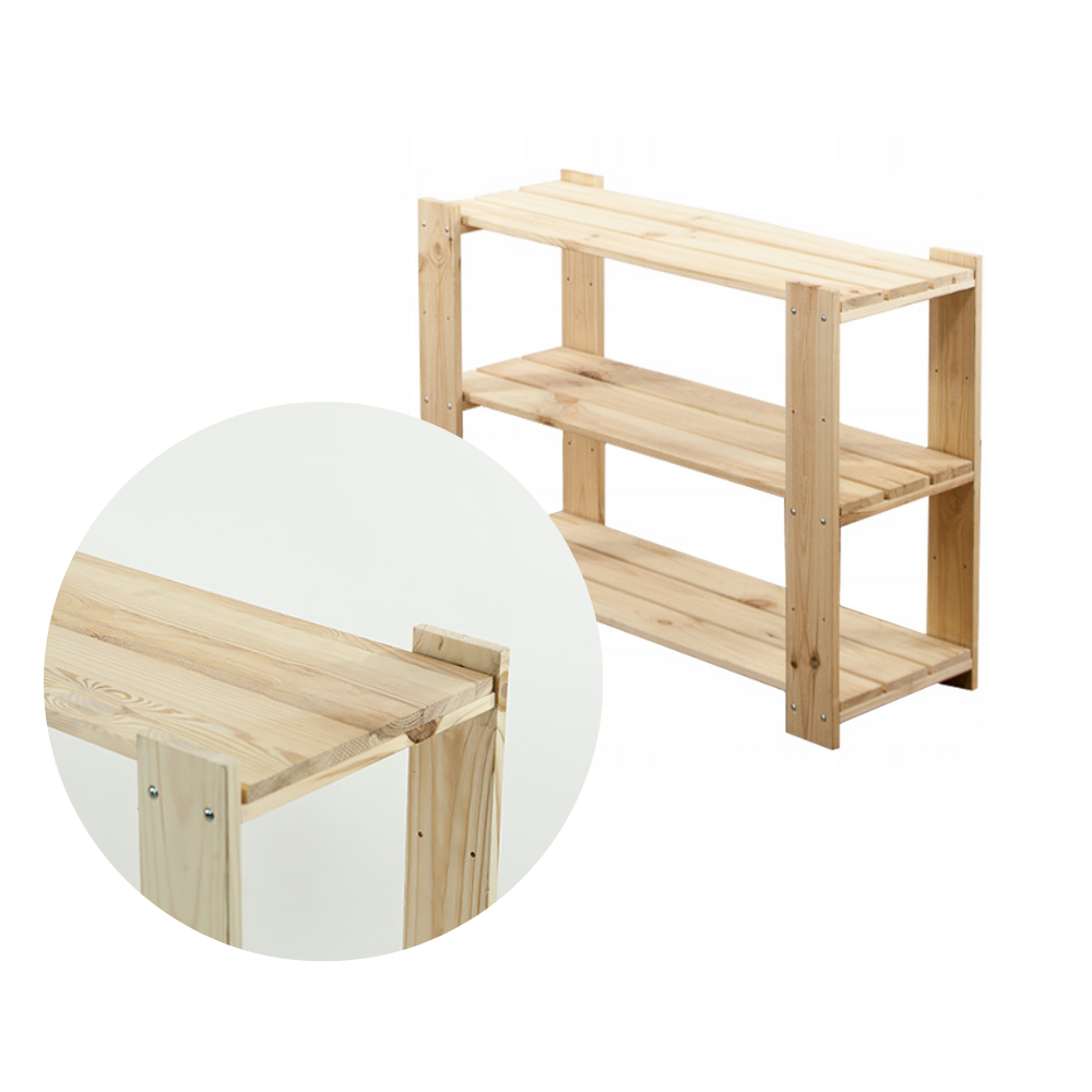 MAXI Surowy Regał Drewniany 64x80x30 cm 3 Półki pełne