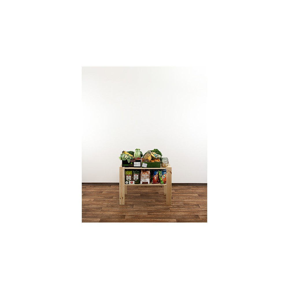 MAXI Surowy Regał Drewniany 64x80x50 cm 2 Półki pełne