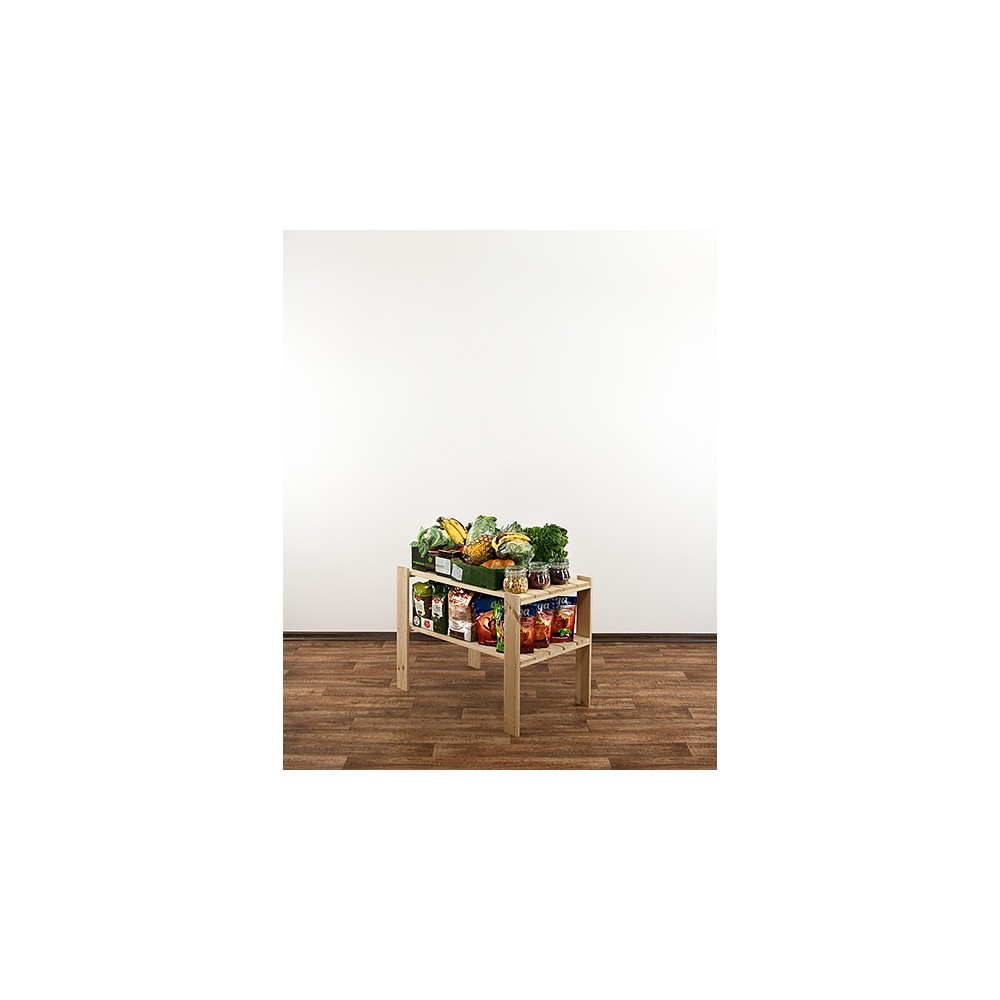 MAXI Surowy Regał Drewniany 64x80x50 cm 2 Półki pełne