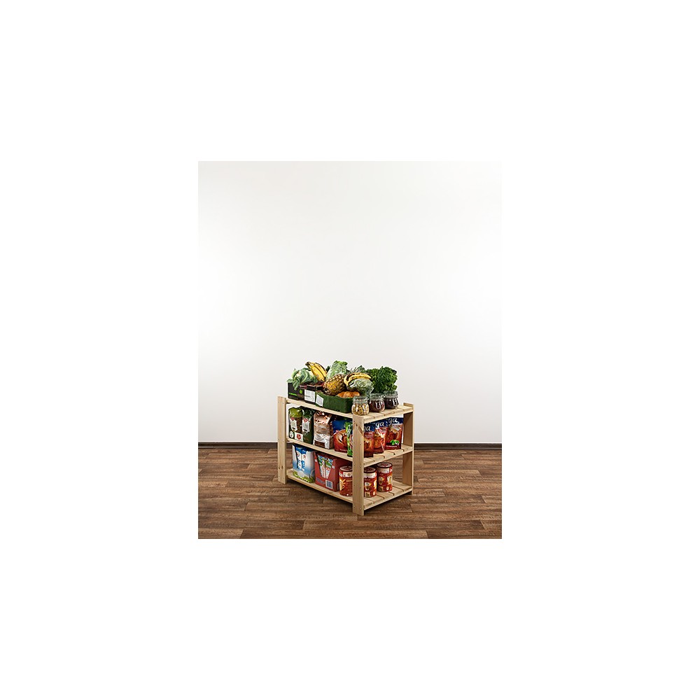 MAXI Surowy Regał Drewniany 64x80x50 cm 3 Półki pełne