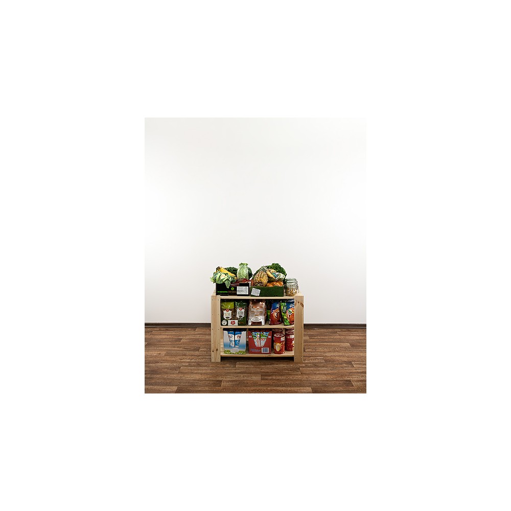 MAXI Surowy Regał Drewniany 64x80x50 cm 3 Półki pełne