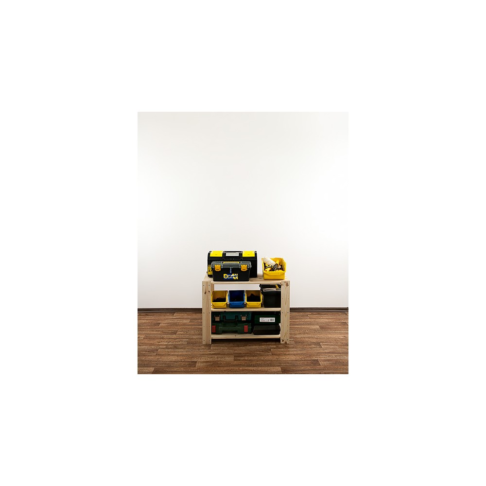 MAXI Surowy Regał Drewniany 64x80x50 cm 3 Półki pełne