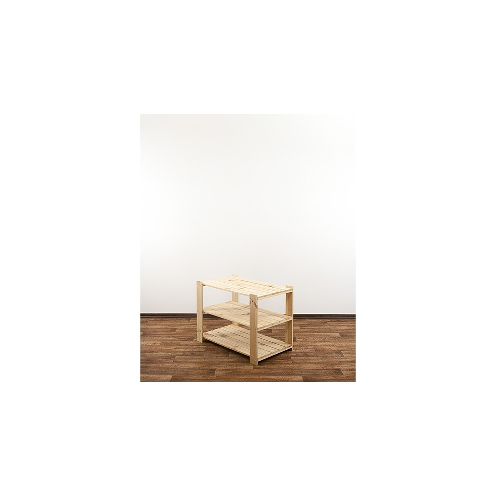 MAXI Surowy Regał Drewniany 64x80x50 cm 3 Półki pełne