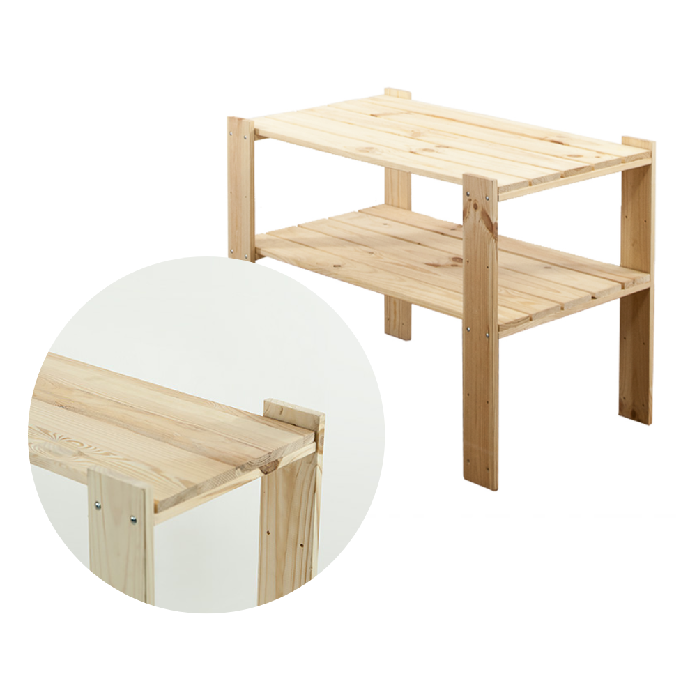 MAXI Surowy Regał Drewniany 64x80x50 cm 2 Półki pełne