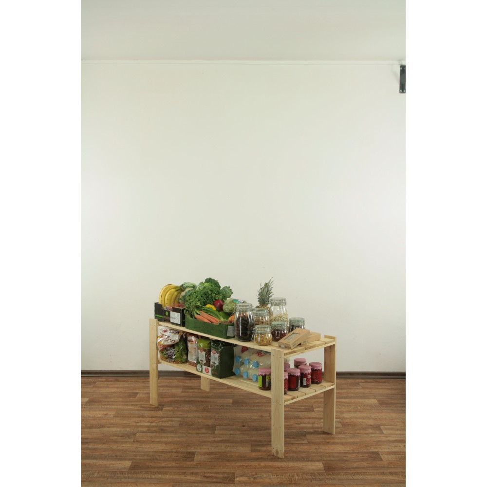 MAXI Surowy Regał Drewniany 64x120x50 cm 2 Półki pełne