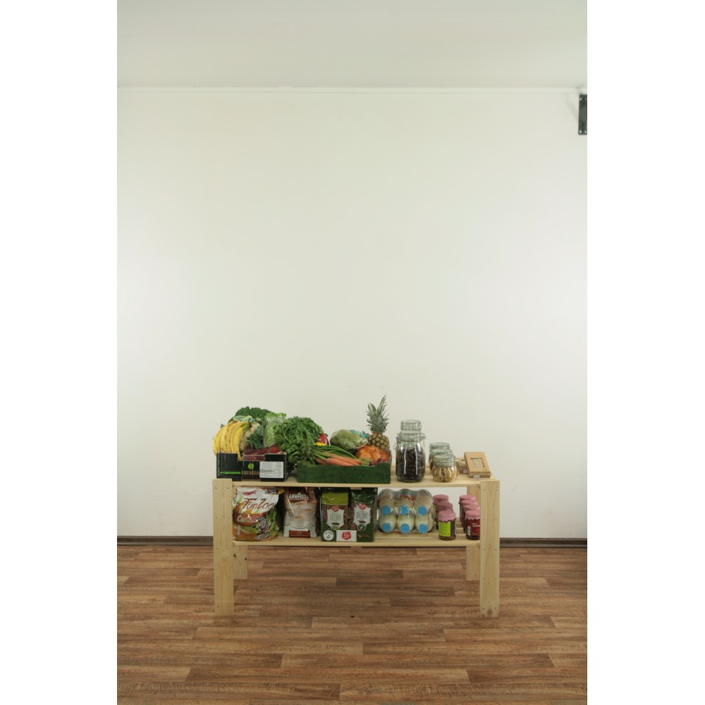 MAXI Surowy Regał Drewniany 64x120x50 cm 2 Półki pełne