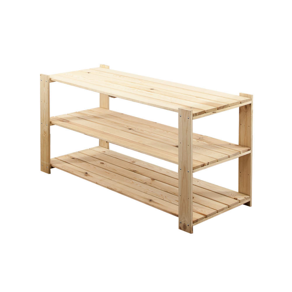 MAXI Surowy Regał Drewniany 64x120x50 cm 3 Półki pełne