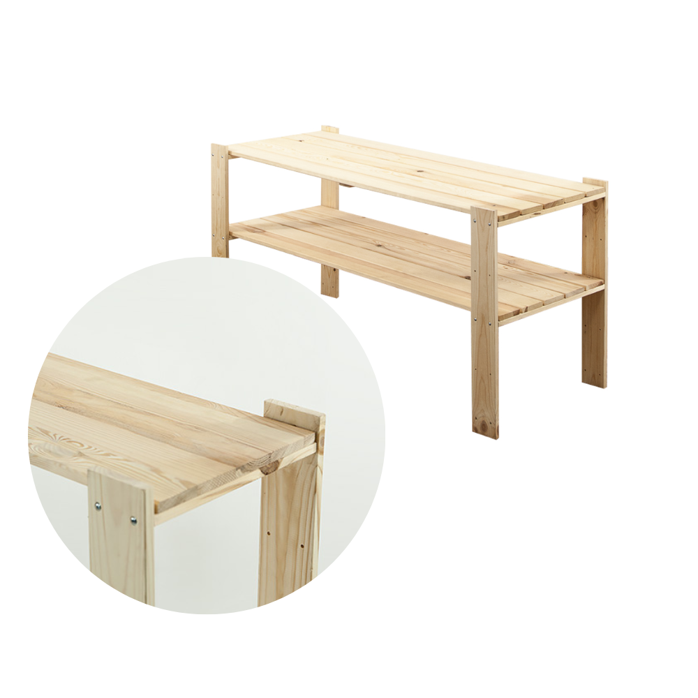 MAXI Surowy Regał Drewniany 64x120x50 cm 2 Półki pełne