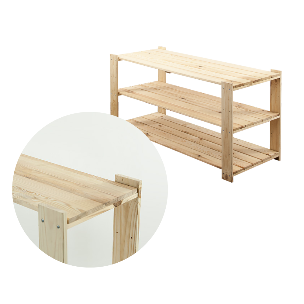 MAXI Surowy Regał Drewniany 64x120x50 cm 3 Półki pełne