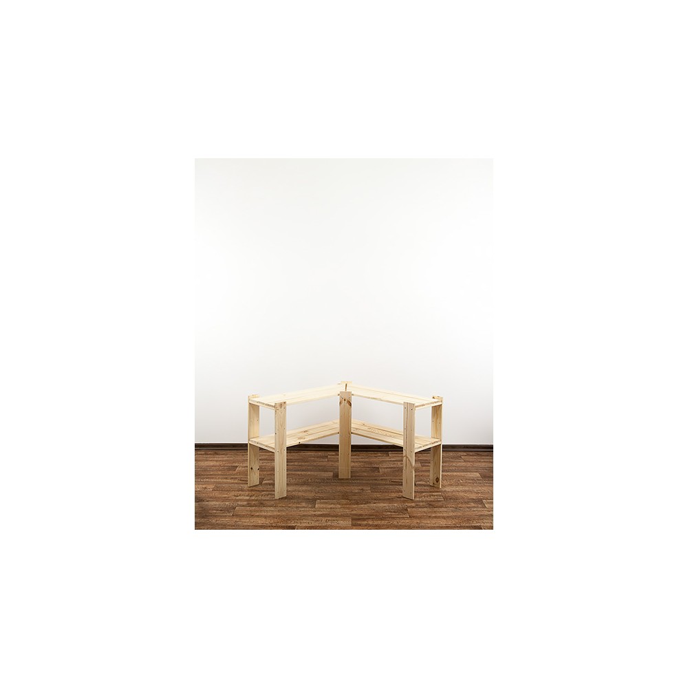Regał Narożny 64x85x30 cm MAXI 2 Półki Drewniany/ Naturalny