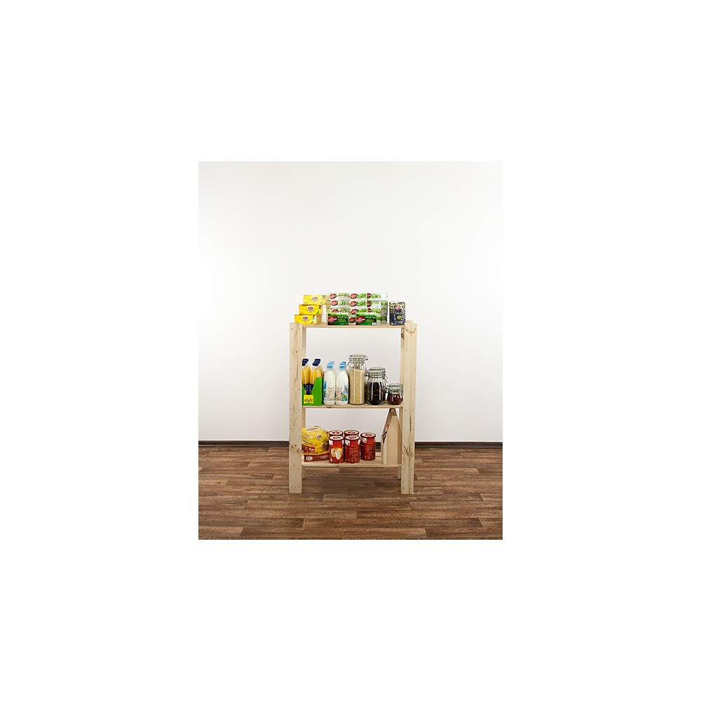 MAXI Surowy Regał Drewniany 115x80x30 cm 3 Półki pełne