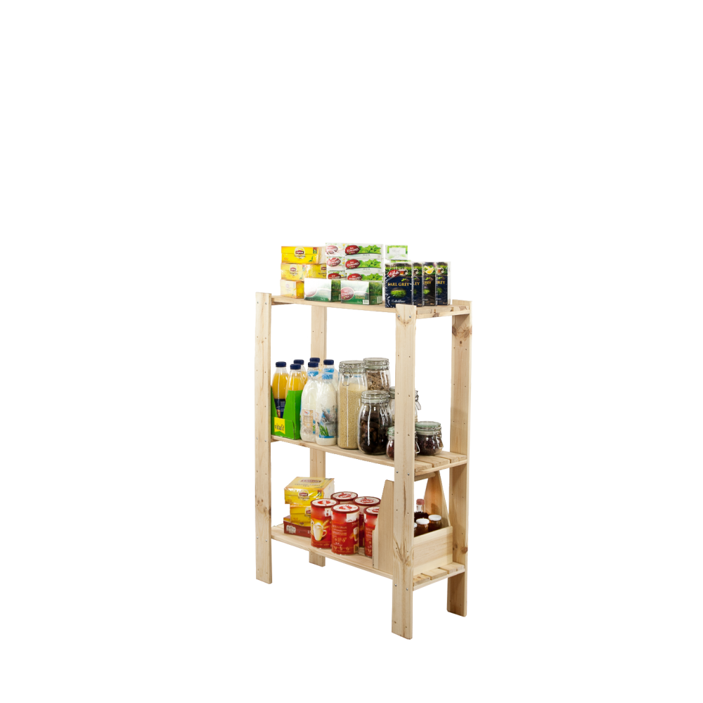 MAXI Surowy Regał Drewniany 115x80x30 cm 3 Półki pełne