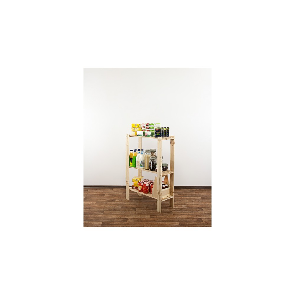 MAXI Surowy Regał Drewniany 115x80x30 cm 3 Półki pełne
