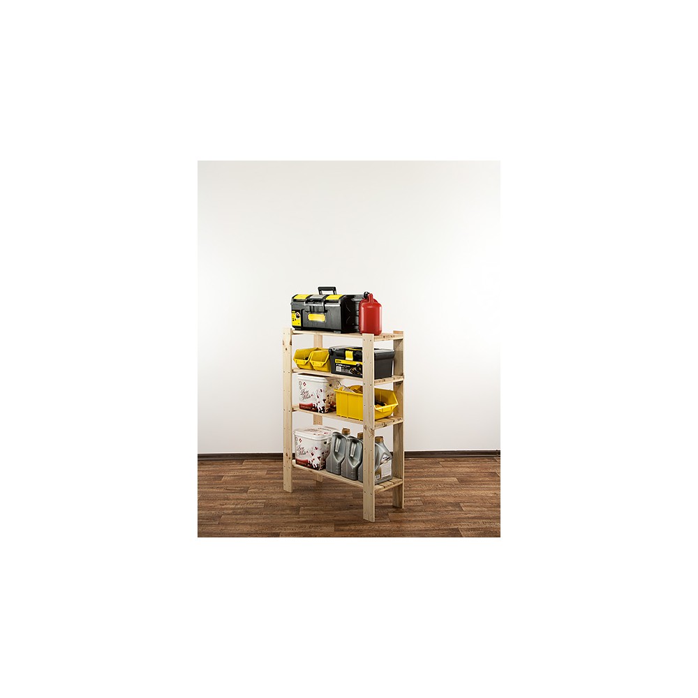 MAXI Surowy Regał Drewniany 115x80x30 cm 4 Półki pełne