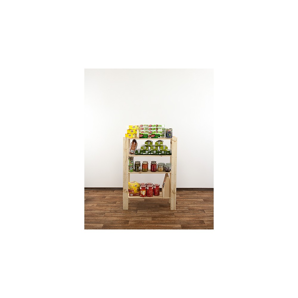 MAXI Surowy Regał Drewniany 115x80x30 cm 4 Półki pełne