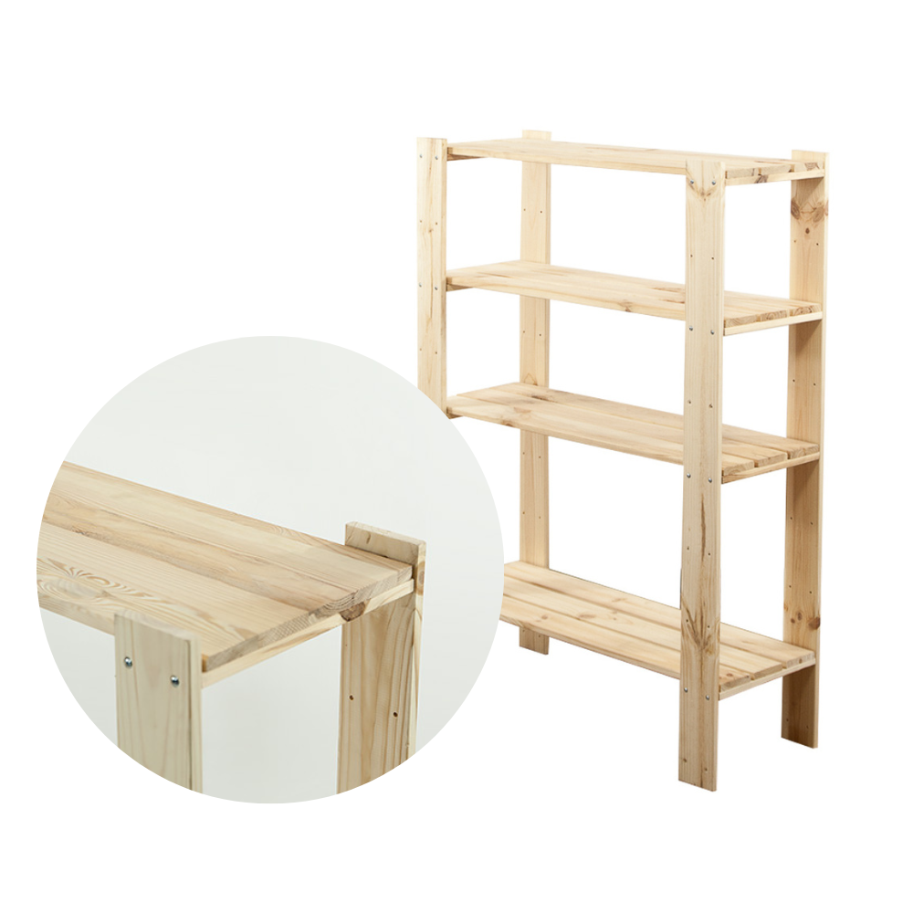 MAXI Surowy Regał Drewniany 115x80x30 cm 4 Półki pełne