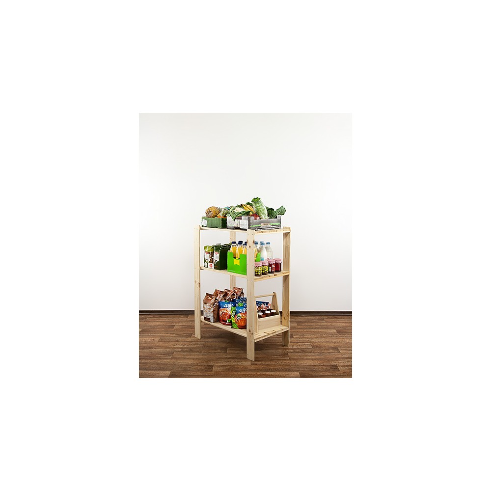MAXI Surowy Regał Drewniany 115x80x50 cm 3 Półki pełne