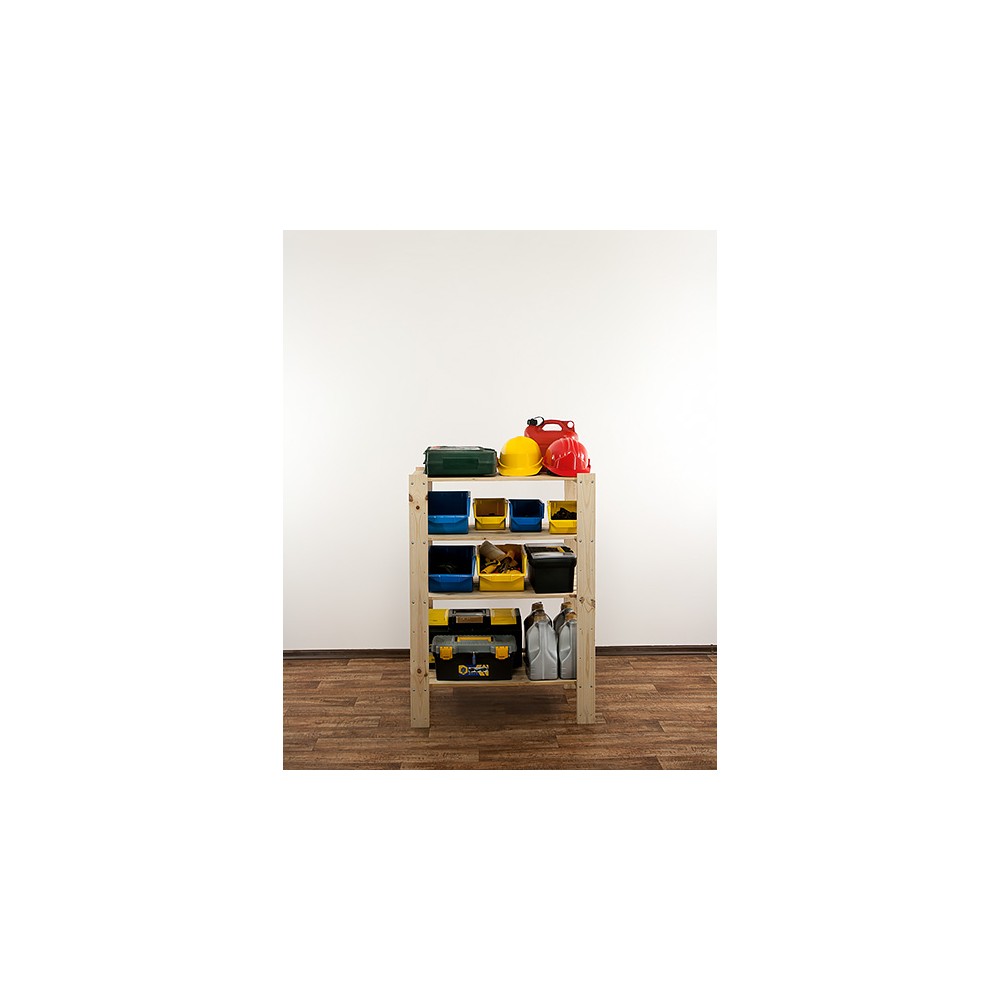 MAXI Surowy Regał Drewniany 115x80x50 cm 4 Półki pełne