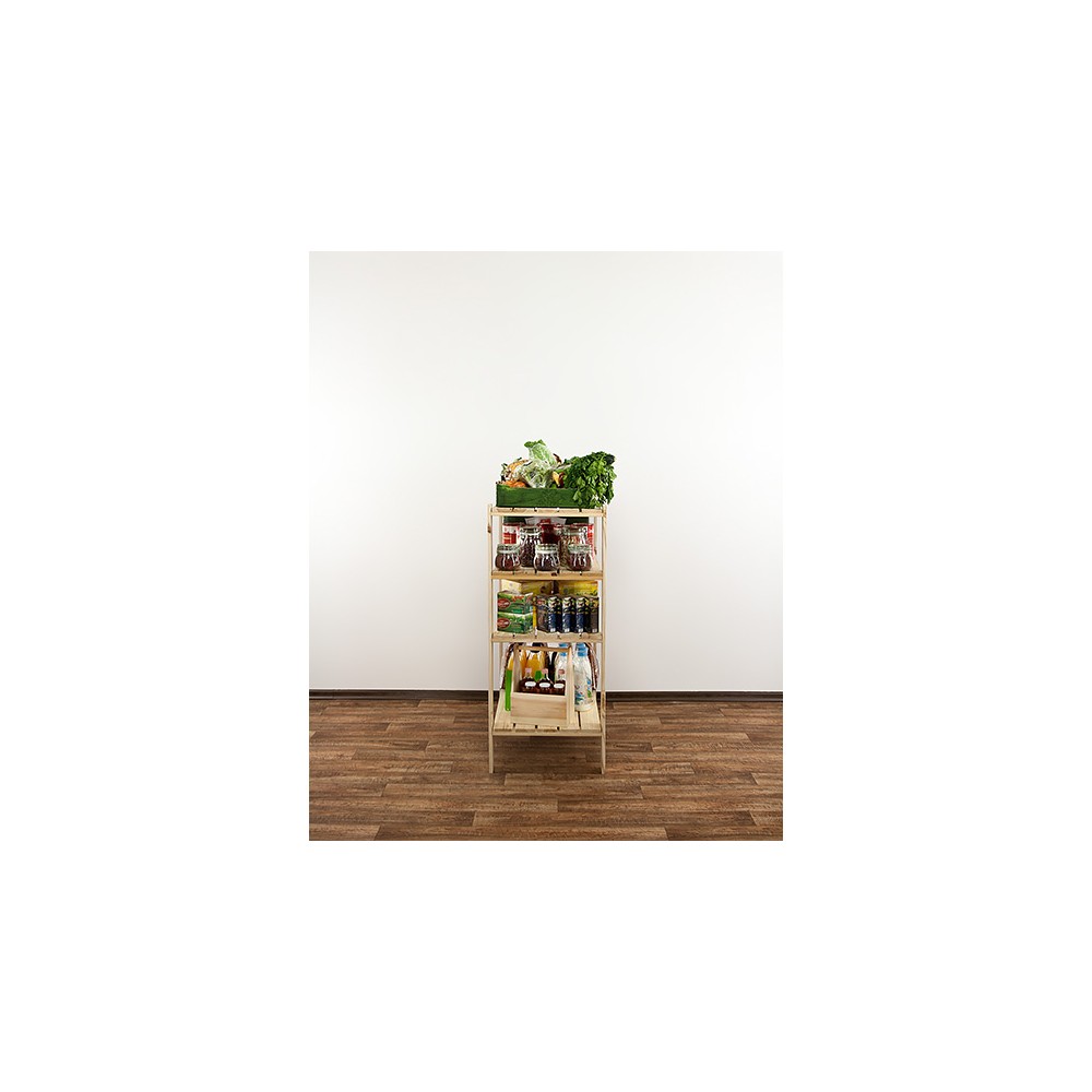 MAXI Surowy Regał Drewniany 115x80x50 cm 4 Półki pełne