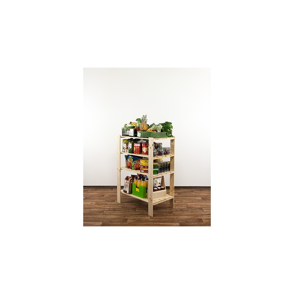 MAXI Surowy Regał Drewniany 115x80x50 cm 4 Półki pełne