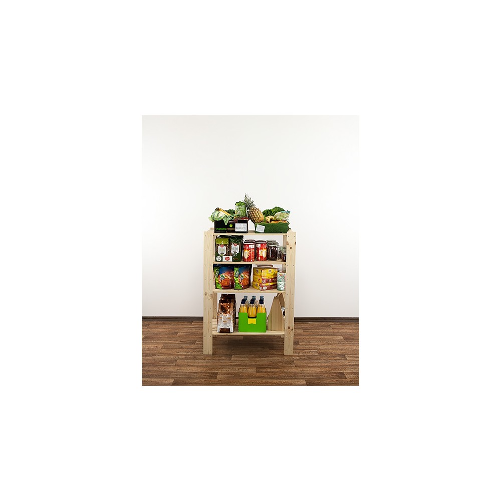 MAXI Surowy Regał Drewniany 115x80x50 cm 4 Półki pełne