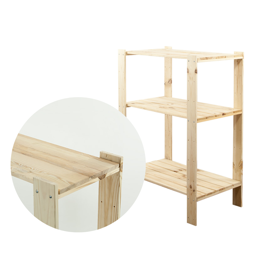 MAXI Surowy Regał Drewniany 115x80x50 cm 3 Półki pełne