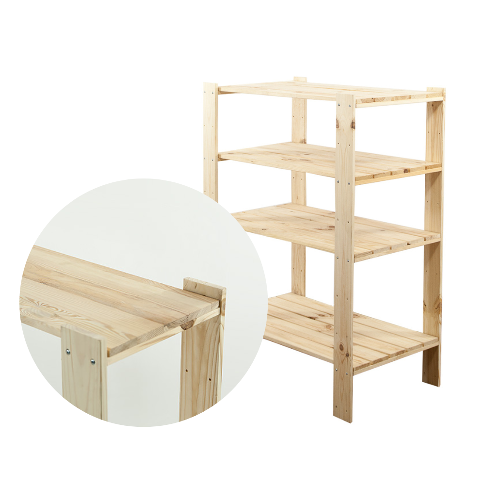 MAXI Surowy Regał Drewniany 115x80x50 cm 4 Półki pełne