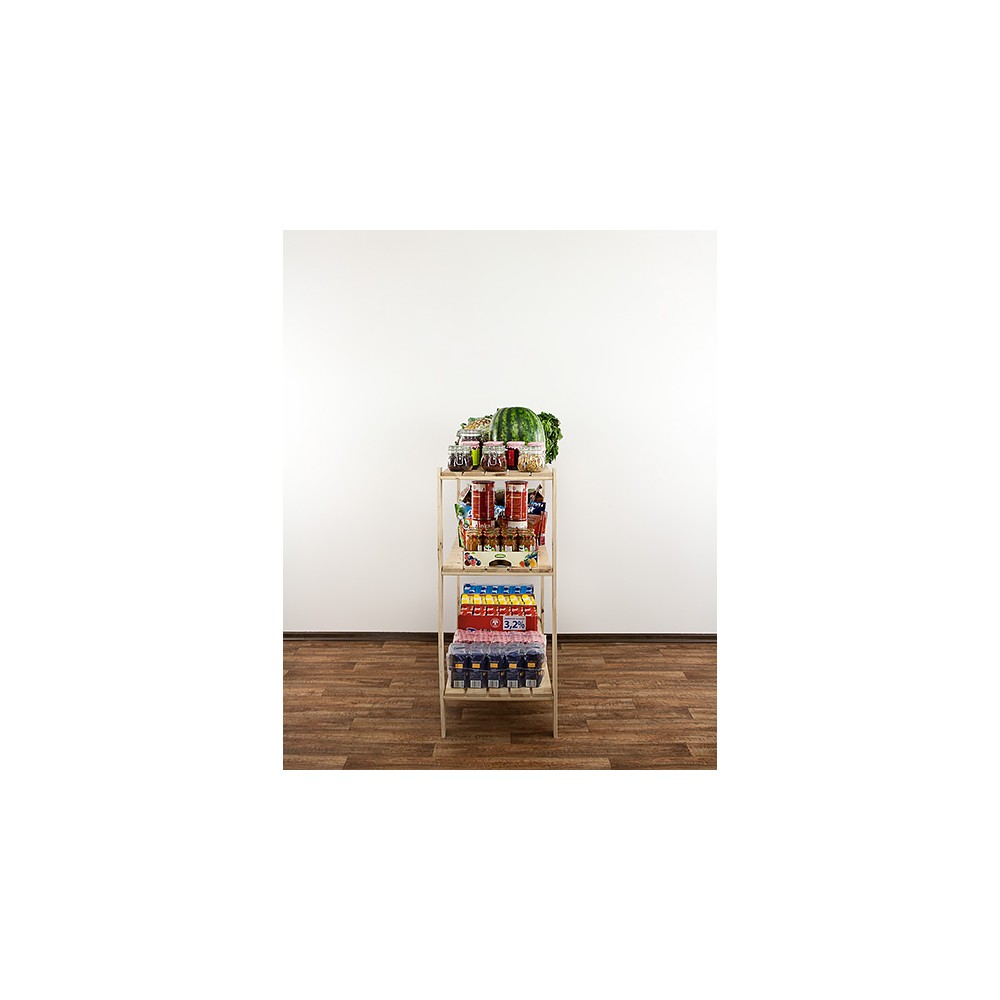 MAXI Surowy Regał Drewniany 115x120x50 cm 3 Półki pełne