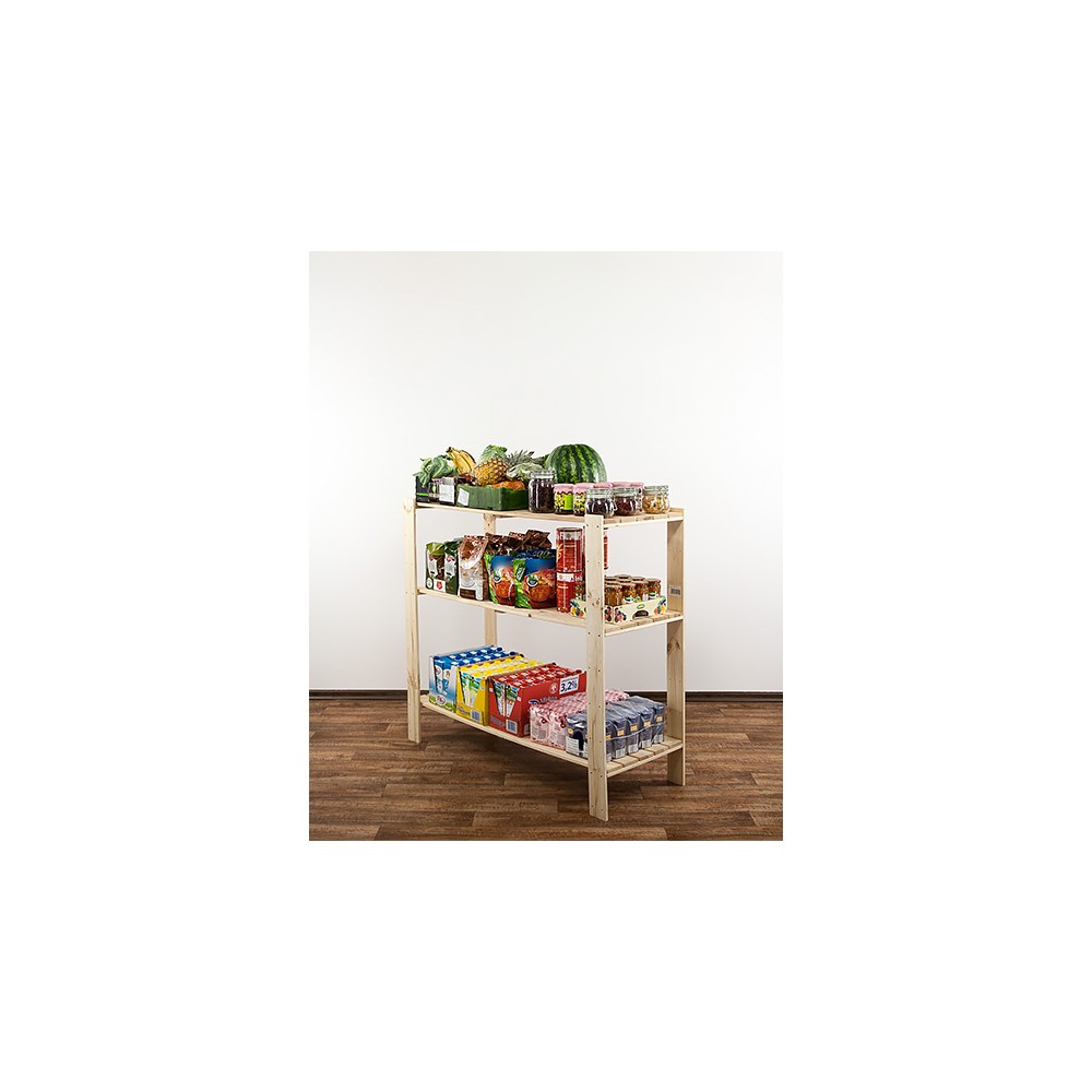 MAXI Surowy Regał Drewniany 115x120x50 cm 3 Półki pełne