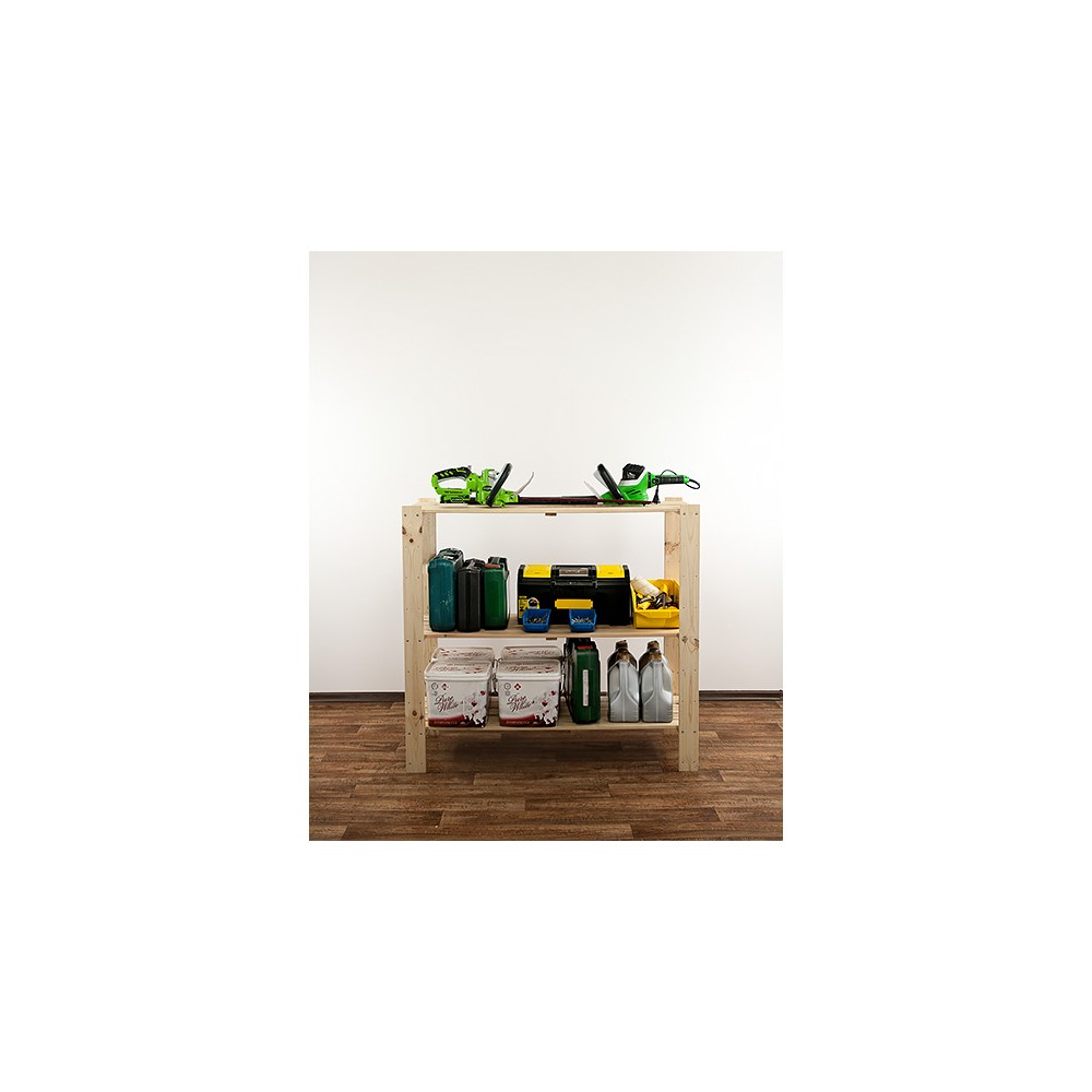 MAXI Surowy Regał Drewniany 115x120x50 cm 3 Półki pełne