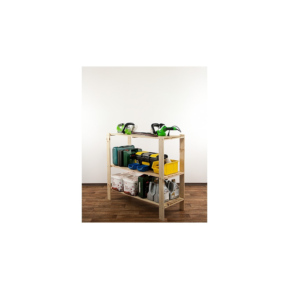 MAXI Surowy Regał Drewniany 115x120x50 cm 3 Półki pełne