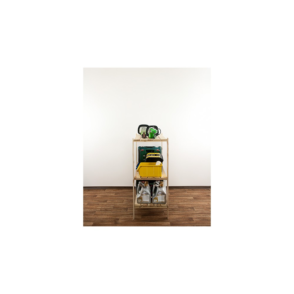 MAXI Surowy Regał Drewniany 115x120x50 cm 3 Półki pełne