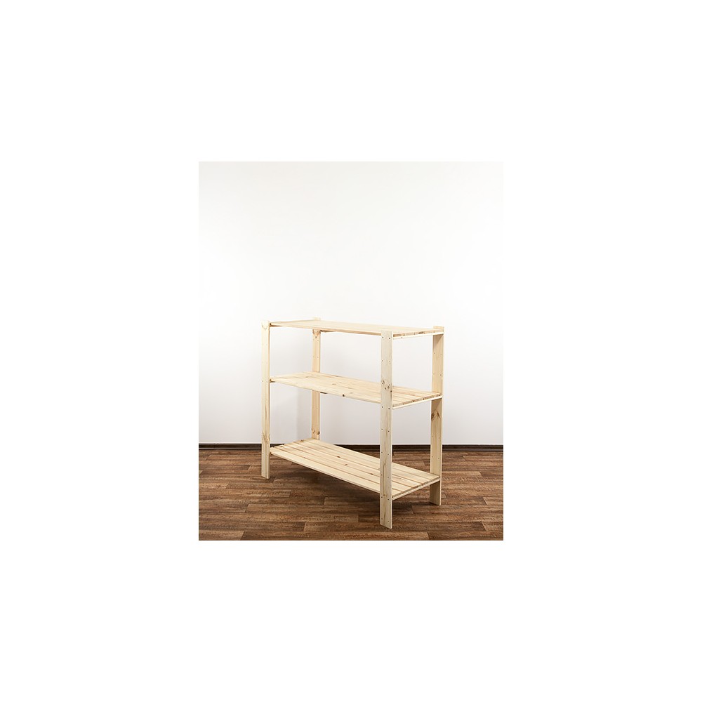 MAXI Surowy Regał Drewniany 115x120x50 cm 3 Półki pełne