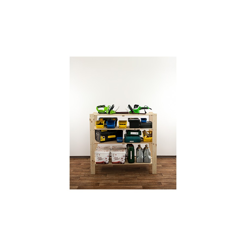 MAXI Surowy Regał Drewniany 115x120x50 cm 4 Półki pełne