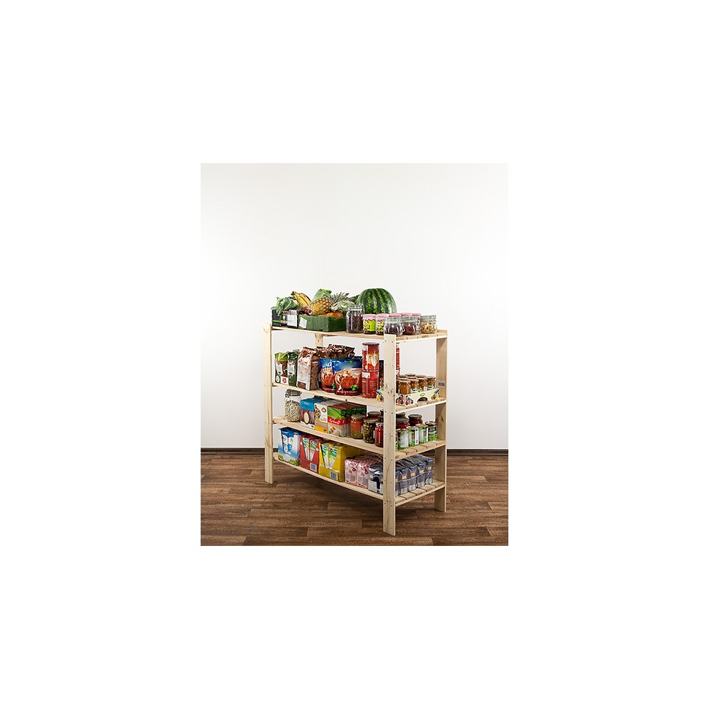 MAXI Surowy Regał Drewniany 115x120x50 cm 4 Półki pełne