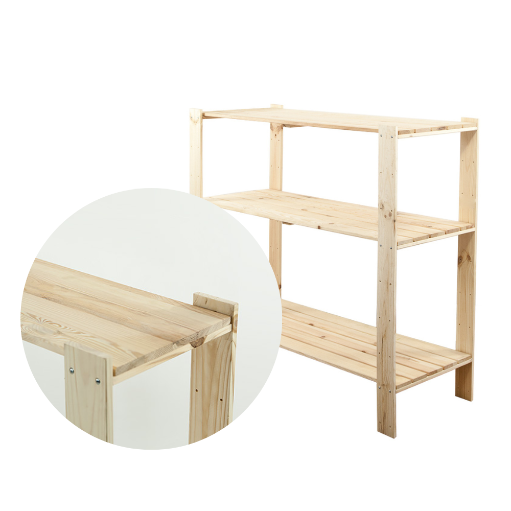 MAXI Surowy Regał Drewniany 115x120x50 cm 3 Półki pełne