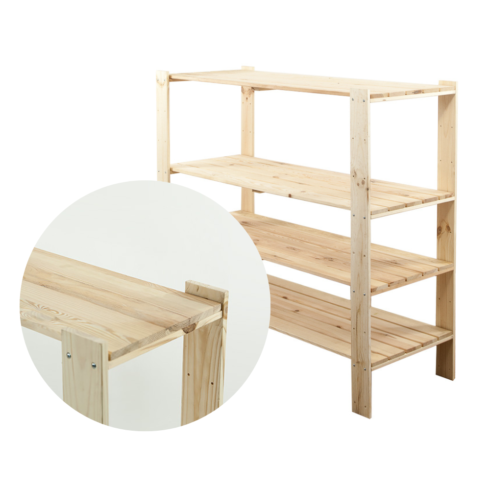 MAXI Surowy Regał Drewniany 115x120x50 cm 4 Półki pełne