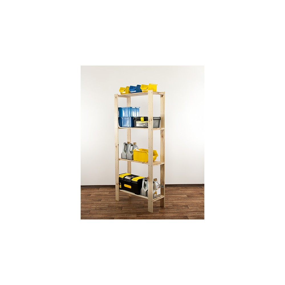 MAXI Surowy Regał Drewniany 166,4x80x30 cm 4 Półki pełne