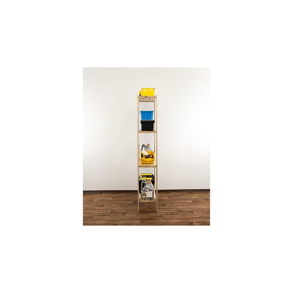 MAXI Surowy Regał Drewniany 166,4x80x30 cm 4 Półki pełne