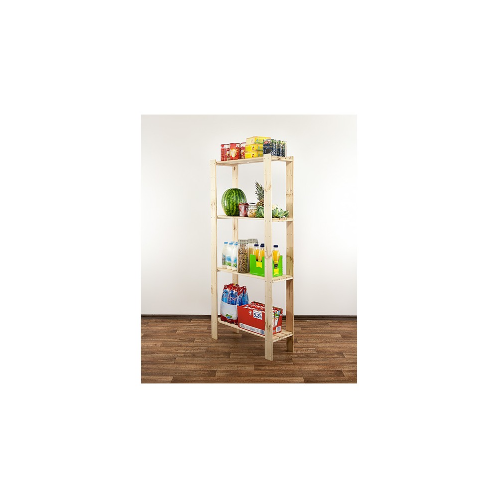 MAXI Surowy Regał Drewniany 166,4x80x30 cm 4 Półki pełne