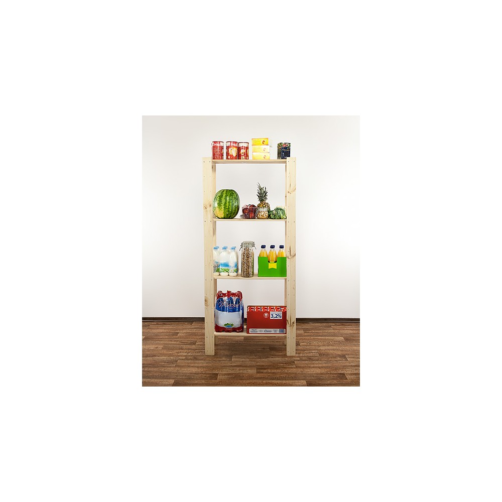 MAXI Surowy Regał Drewniany 166,4x80x30 cm 4 Półki pełne