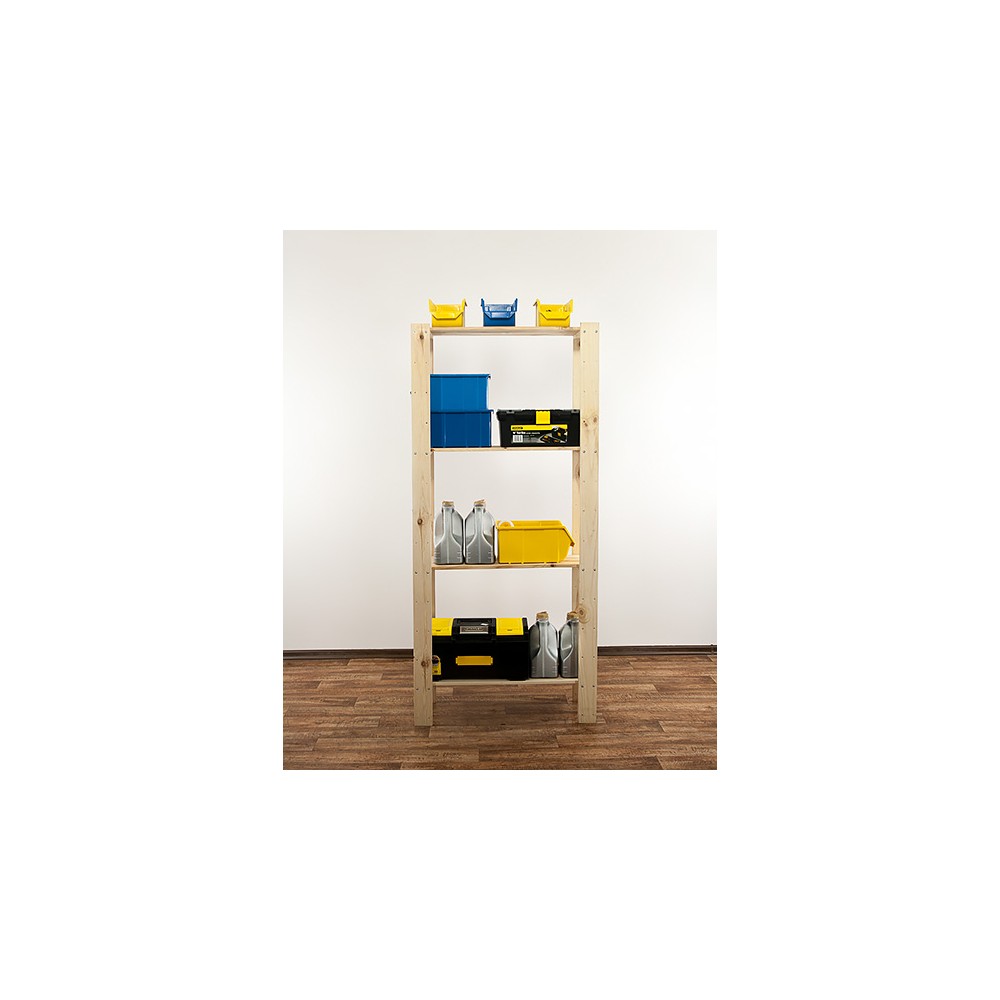 MAXI Surowy Regał Drewniany 166,4x80x30 cm 4 Półki pełne