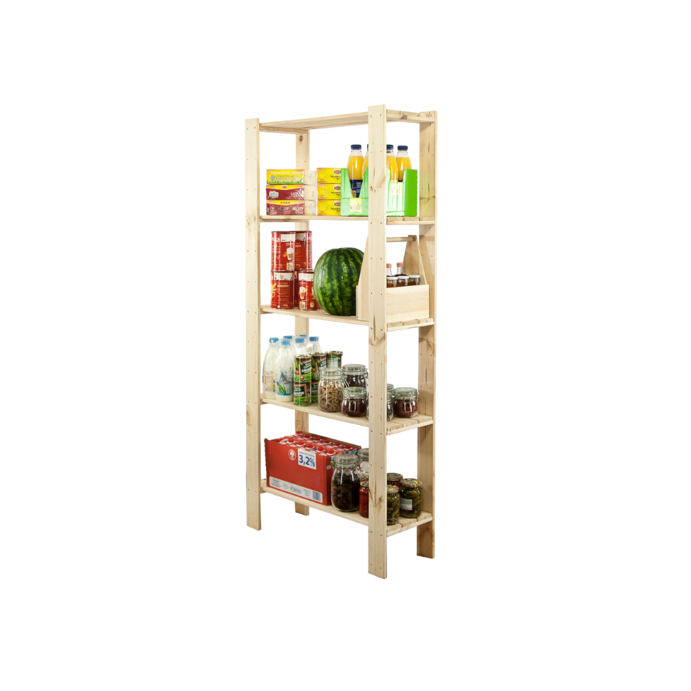 MAXI Surowy Regał Drewniany 166,4x80x30 cm 5 Półek pełnych