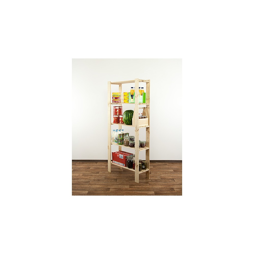 MAXI Surowy Regał Drewniany 166,4x80x30 cm 5 Półek pełnych