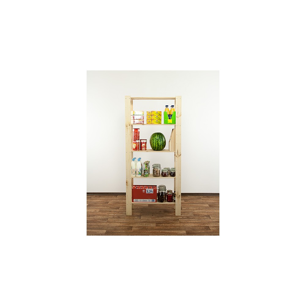 MAXI Surowy Regał Drewniany 166,4x80x30 cm 5 Półek pełnych