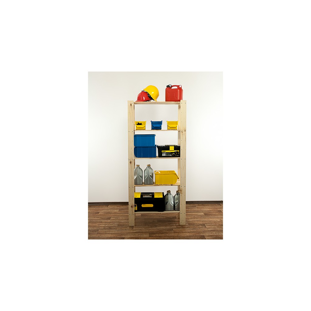 MAXI Surowy Regał Drewniany 166,4x80x30 cm 5 Półek pełnych