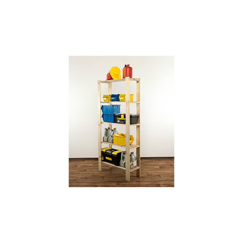 MAXI Surowy Regał Drewniany 166,4x80x30 cm 5 Półek pełnych