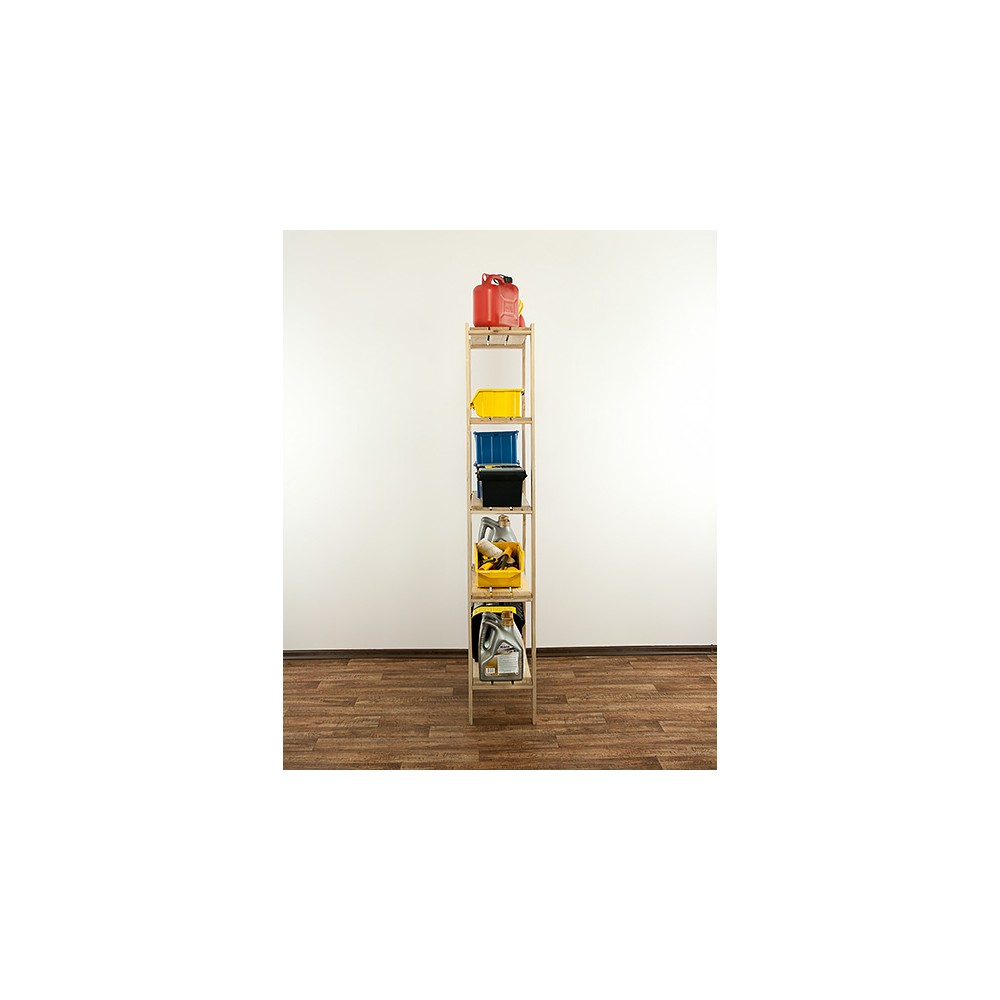 MAXI Surowy Regał Drewniany 166,4x80x30 cm 5 Półek pełnych